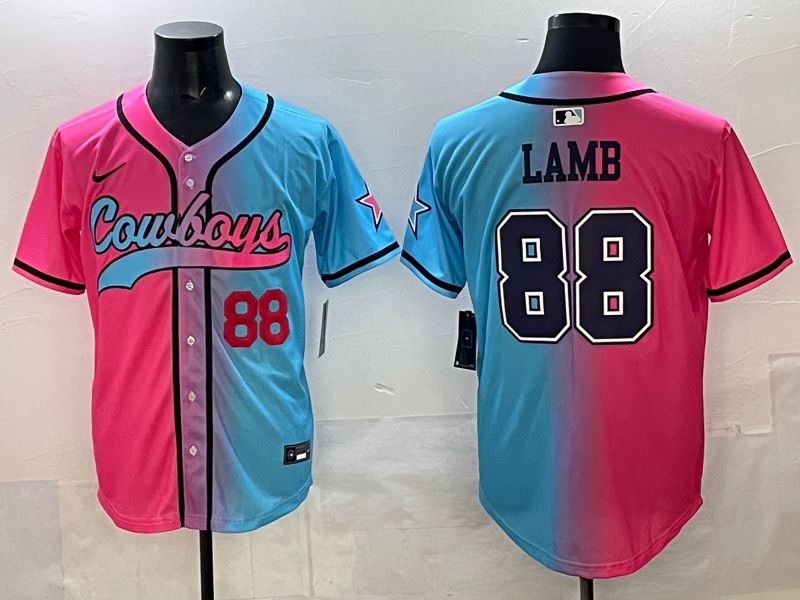 Men 2025 Dallas Cowboys 88 Lamb Blue pink Nike Limited NFL Jersey style 004